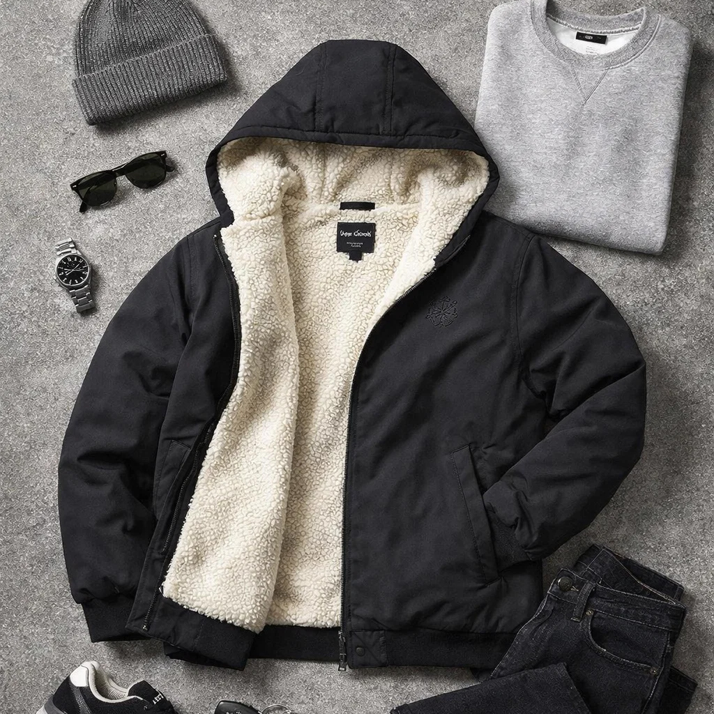 کاپشن مردانه مشکی داخل تمام خز مدل adidas-مشکی